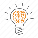 logo of lightbulb on with brain inside